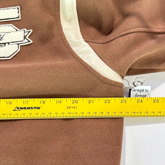 Abercrombie Fitch Size S Varsity Jacket Brooklyn New York Track 1995 Brown Beige - Picture 7 of 12
